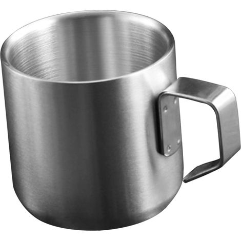 Paoi Edelstahl-kaffeetasse Mit Doppelgriff, 150 Ml, Mehrzweckbecher, Milchbehälter Aus Metall, Praktisches Design Für Den Täglichen Gebrauch