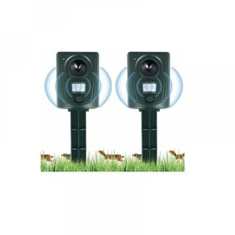 2x Répulsif Chat Jardin À Ultrasons, Répulsif Chats Mit Piquet Au Sol Prevenir Les Chiens Und Les Chats, Les Oiseaux, Für Gärten, Champs, Pépinières, Etanche