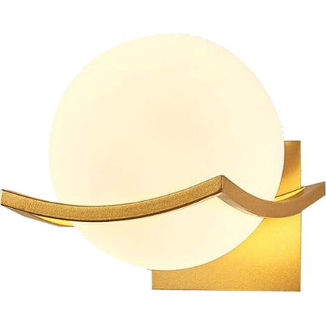 Runde Wandleuchte Aus Glas Im Nordischen Stil, Led-nachttischlampe, Modern Und Minimalistisch, Mit Goldenem Hintergrund, Ideal Für Wohnzimmer, Schlafzimmer Oder Büro.