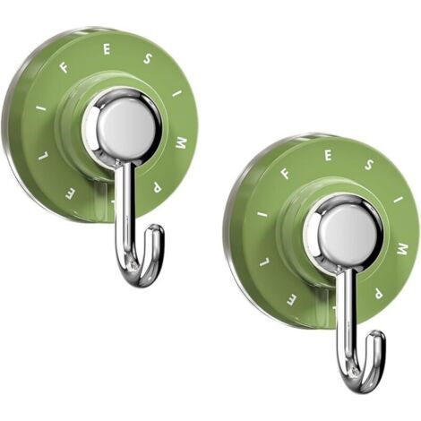 Set Mit 2 J-förmigen Saugnapfhaken – Grüne Haken Mit Starken Saugnäpfen – Ohne Bohren Für Glatte Wände (badezimmer, Küche, Balkon) – Zum Aufhängen Von Handtüchern, Utensilien, Kleidung