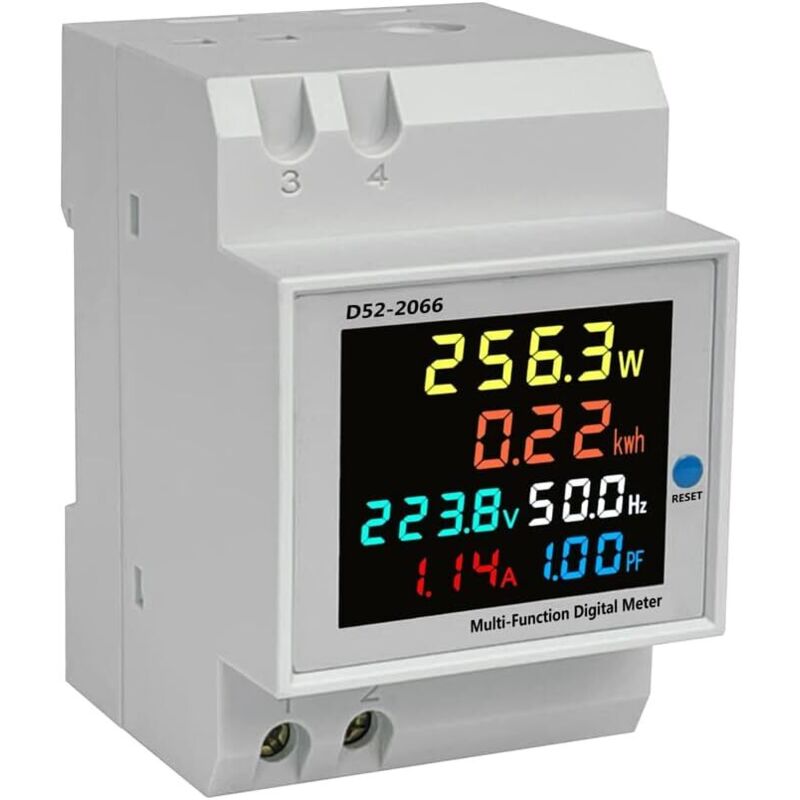 D52-2066 Din-schienen-multifunktionsmessgerät, Buntes Lcd-display, Spannung T, Wirkleistung, Frequenz, Elektrische Energie, Messgerät (ac40–300 V)