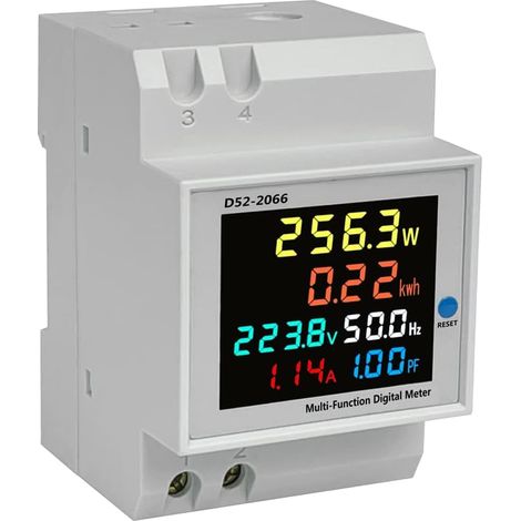 Din-schienen-multifunktionsmessgerät D52-2066, Farb-lcd-display, Messung Von Spannung, Wirkleistung, Frequenz Und Elektrischer Energie (ac40–300 V)