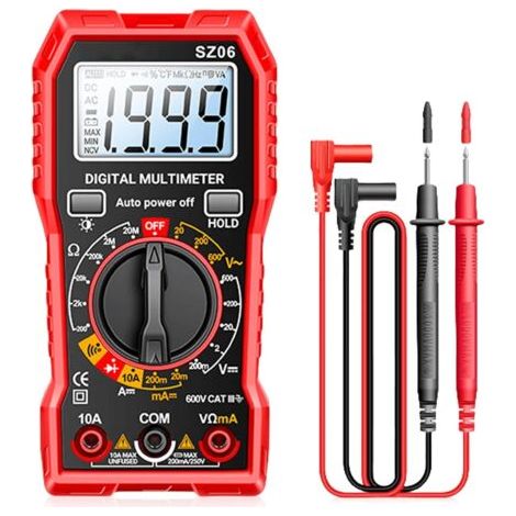 1999 Counts Digitalmultimeter, Ac/dc-spannung, Dc-strom, Durchgang, Widerstand, Diode Mit Großem Lcd-display Und Klappbarem Ständer, Spannungsprüfer Für Elektriker