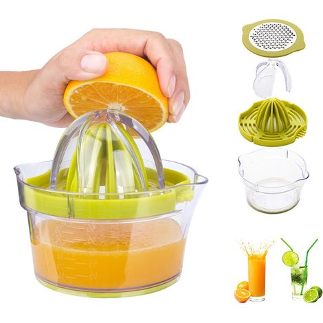 Manuelle Multifunktionspresse, 4 Und 1 Presspresse Für Orangen, Zitronatzitronen, Agrumes, Mit 2 Alésoirs, 400 Ml Gravée Abmessen
