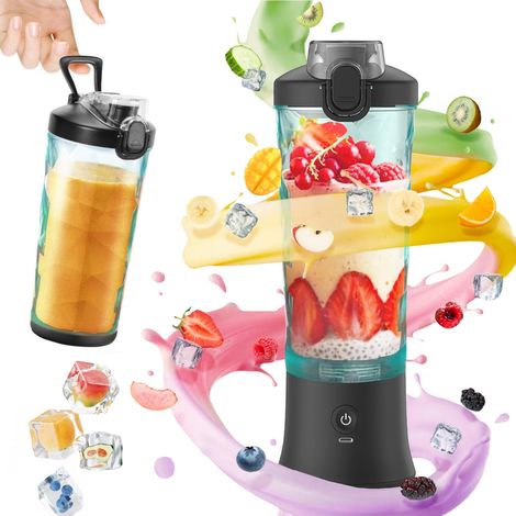 600-ml-mixer Tragbarer Smoothie-mixer Mit 6 Lamellen, Wiederaufladbarer Usb-mixer Tragbarer Mixer Für Sport, Büro, Camping Usw