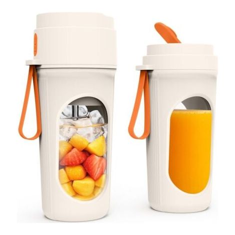 Tragbarer Elektrischer Mixer, 21.000 U/min, 450 Ml Smoothie-mixer Mit 12 Lamellen, Tassen Inklusive Für Küche, Sporthalle, Büro (orange)