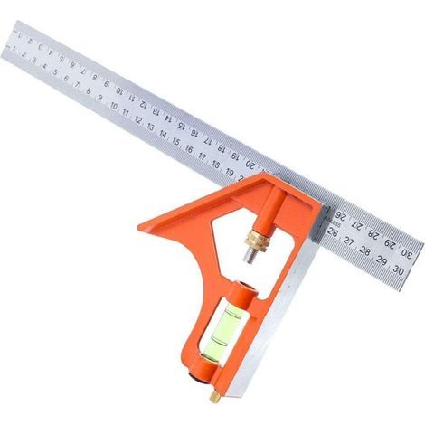 Quadratischer Und Rostfreier Kombi-winkel, Einstellbar 45/90 Grad, Universal-multifunktions-kombination, 300 Mm, 12 Pouces, Farbe Orange
