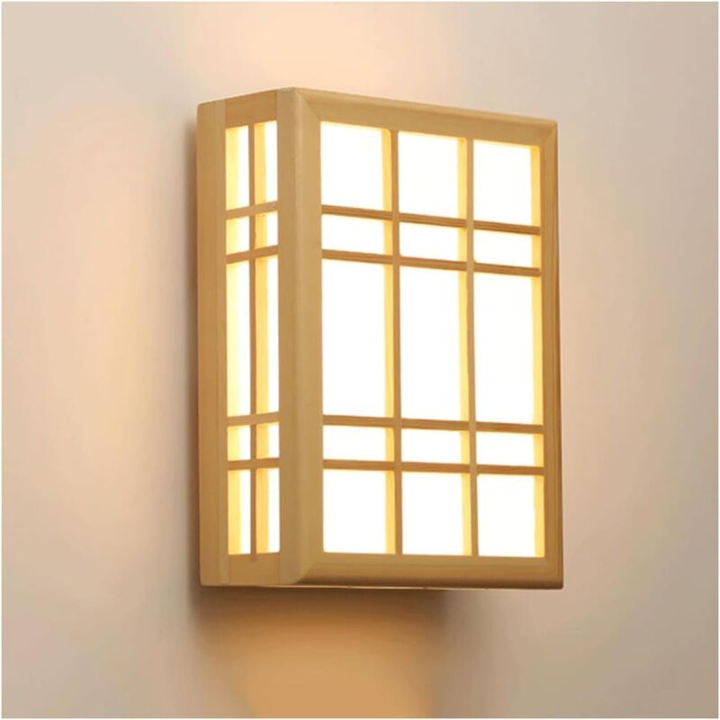 Moderne Led-wandleuchte Mit Lampenschirm Aus Pergament, Japanischer Stil, Massivholz, Quadratische Innenleuchte Für Schlafzimmer, Wohnzimmer, Flur, Küche