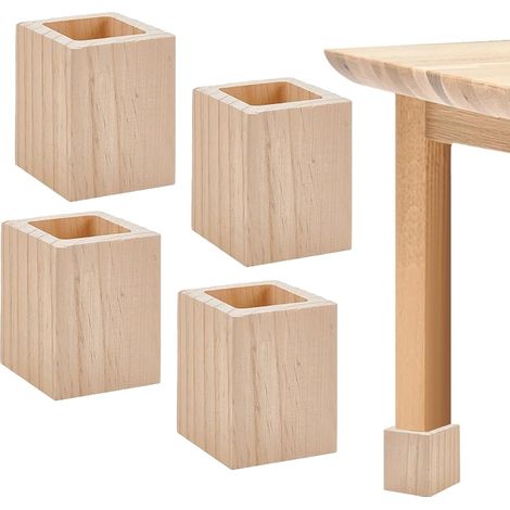 Lot Von 4 Rehausseurs De Meubles En Bois Massif, Support 500kg, Élévateurs De Meubles, Augmentation Pieds De Lit 5 Cm, Canapé Et Table - Stables, Antidérapants Et Protecteurs De Sol