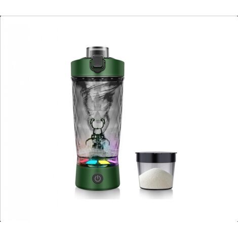Elektrischer Proteinshaker 650 Ml Mit Pulverfach, Usb-flasche, Bpa-frei, Olivgrün