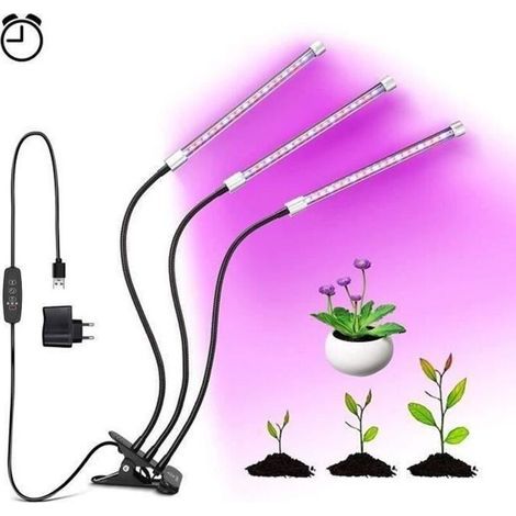 Lampe De Plante 27w, Lampe De Croissance Lampe Horticole À Trois Têtes Mit Cou De Cygne Flexible 360°, Ausgestattet Mit 57 Leds, Parfait P