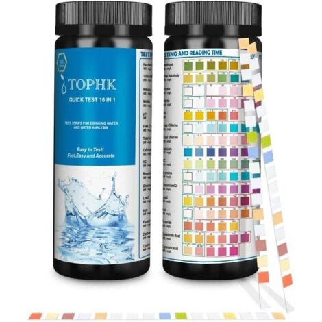 Kit Zur Analyse Des Trinkwassers 16 Und 1 Teststreifen Zum Testen Des Trinkwassers Kit Zum Testen Des Wassers Für Den Test Der Qualität Des Wassers Zu Hause Test Rapide Facile – 100 Stück