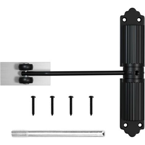 Noir Ferme Porte Automatique, Ferme Porte Force De Fermeture Réglable, Groom Fermeture Porte Avec 4 Vis Et Tige De Réglage, Fermeture Porte Adapté Maiso