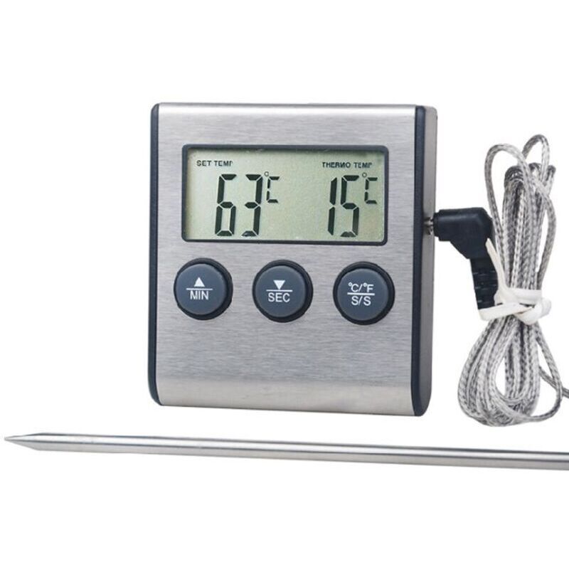 Numerisches Küchenthermometer Mit Großem Lcd-bildschirm, Lange Grillsonde Für Vier Personen, Gartemperaturanzeige Und Minutenfunktion