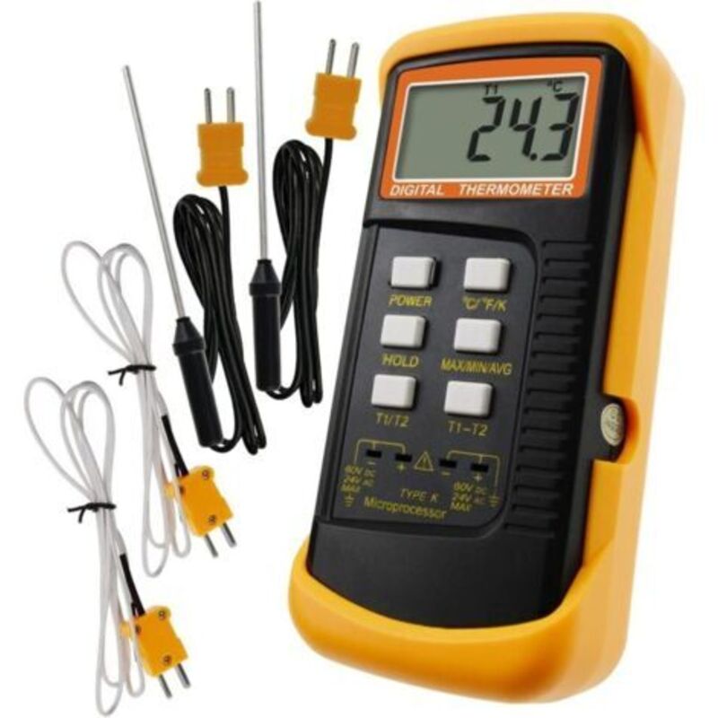 Pr-thermometer Für Thermoelemente Numerisches Thermometer Vom Typ K Cvc Doppelthermometer Mit 4 Thermoelementen, Temperaturmessung Max/min/avg, -501300°c (-582372°f)
