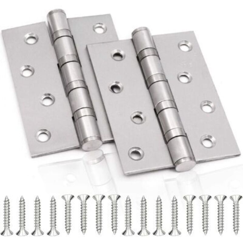 Charnière De Porte En Inox, 2 Stück Charnières De Porte Charnières Pliables Charnières Inox Épaisseur 3mm Paumelle, Pour Portes Massives Intérieur (silber, 100x75mm)