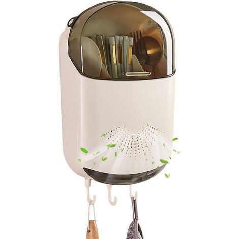 Organisateur De Couverts Wall - Porte-baguettes, Support Pour Cuillères Et Baguettes Anti-poussière, Égouttoir