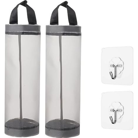 2 Stück Faltbarer Hängender Plastiktütenhalter, Wasserdicht Waschbar Für Die Küche Mit 2 Haken (grau)