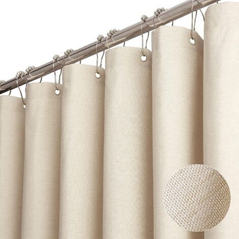 Duschvorhang Aus Leinen Mit Metallringen, Wasserdicht Und Schimmelresistent, Polyester, Langlebig, Für Badewanne Und Dusche – 180 X 180 Cm (beige)