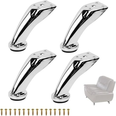 Lot De 4 Pieds Métal 9,5 Cm, Pieds De Meubles, Canapé, Table Basse, Cuisine, Faciles À Installer Et Résistants