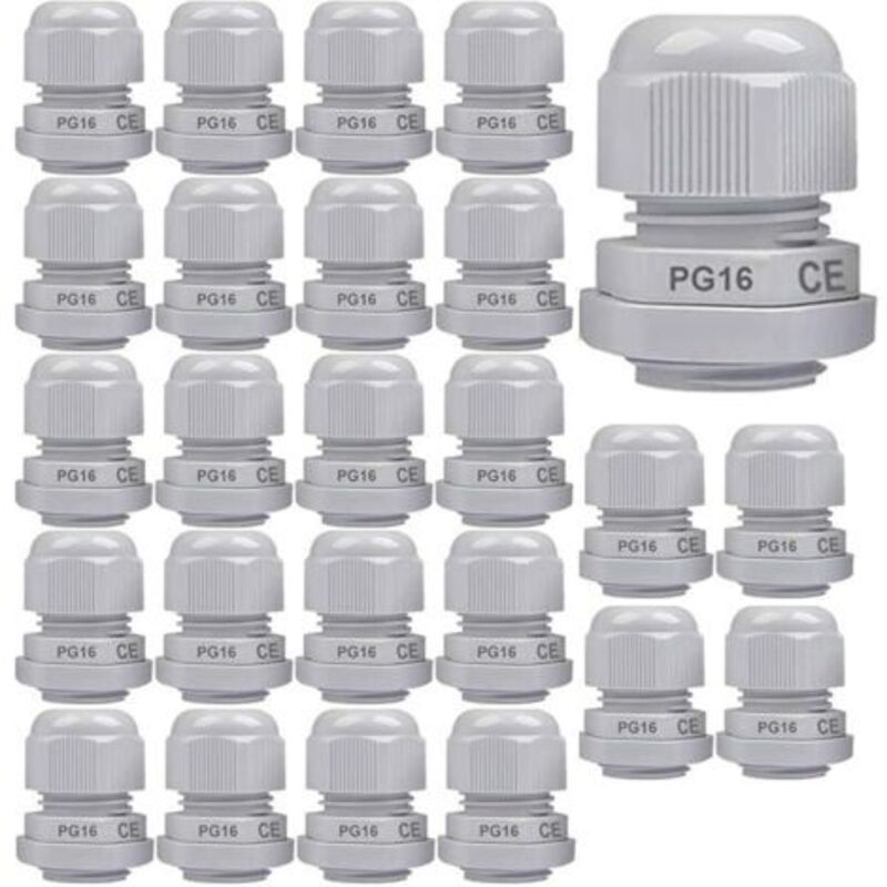 25 Stück Pg16-kabelverschraubung, Ip68 Wasserdichte Kunststoff-kabelverschraubungsdichtung, Verstellbar 8,5–14 Mm Mit Gummidichtungen, M22 1,5 Drahtverbinder, Drahtschutz (weiß)