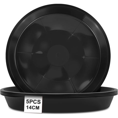 Set Mit 5 Pflanzen-untersetzern, 14 Cm, Rund, Schwarz, Langlebig, Tropfschalen-untersetzer Für Blumentöpfe, Unterseite Eines Blumentopfs Für Pflanzen Für Die Gartenarbeit, Hydrokultur, Haus Und Garten