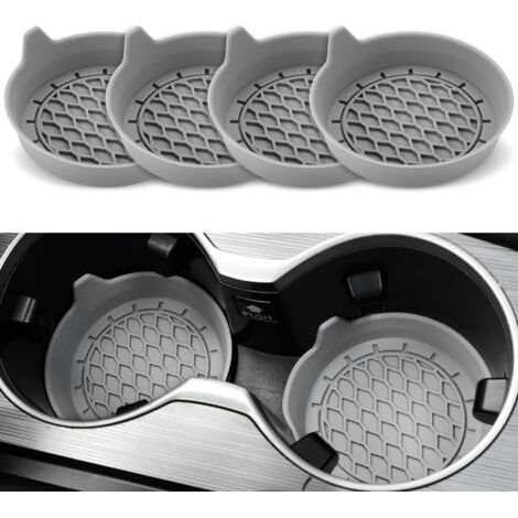 Auto-untersetzer, Grau, 8 X 8 X 3 Cm, Set Mit 4 Anti-rutsch-pads Für Auto-getränkehalter