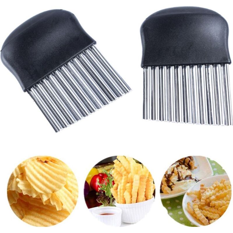 2 Pc-pommes-frites-wellenmesser, Edelstahl-kartoffelschneider, Pommesschneider, Pommes-schneider, Kartoffel-wellenschneider, Obst-, Gemüse-, Salatschneider-werkzeug