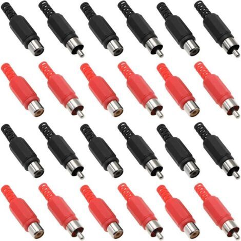 40er-pack Rca-audio-video-ersatz-rca-stecker- Und -buchsen-klinkenadapter (10 Rot/schwarze Stecker Und 10 Rot/schwarze Buchsen)