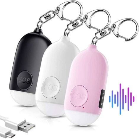Persönlicher Alarm Für Frauen, Schlüsselanhänger Zur Selbstverteidigung, Von Der Polizei Zugelassene Sicherheit, Wiederaufladbare Led-taschenlampe Mit 130 Db, Wasserdicht, Für Ältere Menschen Und Kind