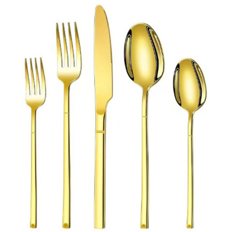 5-teiliges Vergoldetes Besteckset, Messer, Gabel Und Löffel, Edelstahl 304 –