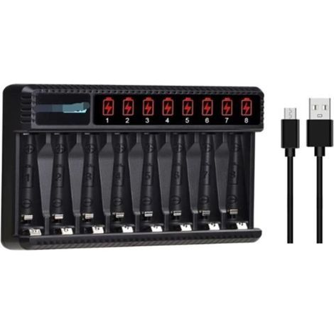 Cml Batterie Aa Aaa Ladegerät Mit 8 Schnellladeplätzen Und Lcd-adapter Für Wiederaufladbare Akkus Vom Typ Aa Aaa Ni 289