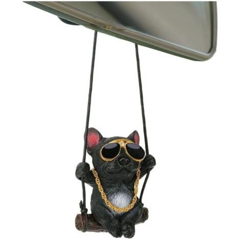 Retro-auto-rückspiegel-anhänger, Schwarze Bulldogge Mit Brille Und Goldkette, Kreative Hängedekoration