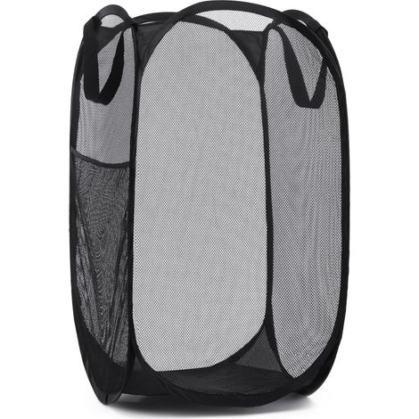 Panier À Linge Biegsam En Filet, Pratique Et Doté D'A Ouvertüre Et Latérales – Atmosphärische Schwarze Farbe.