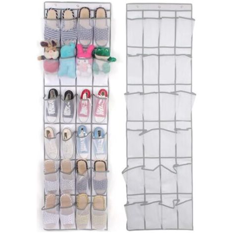 2 Stück Schuh-organizer Zum Aufhängen, 24 Taschen (weiß), Über Der Tür Hängender Schuh-organizer, Zusammenklappbar, Sichtbares Netz Für Schuhe, Socken, Spielzeug, Beauty-accessoires