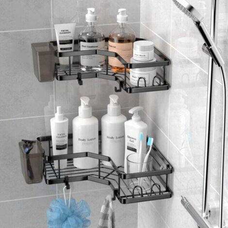Badezimmer-eckregal, Wandregal, Duschregal, Wand-eckregal, Eckregal Ohne Bohren, Badezimmer-eckregal, Schwarz