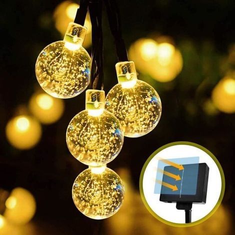 Solar-girlande Für Den Außenbereich, 6,5 M, 30 Leds – Kugeln (2,3 Cm) – 8 Modi – Ip65 Wasserdicht