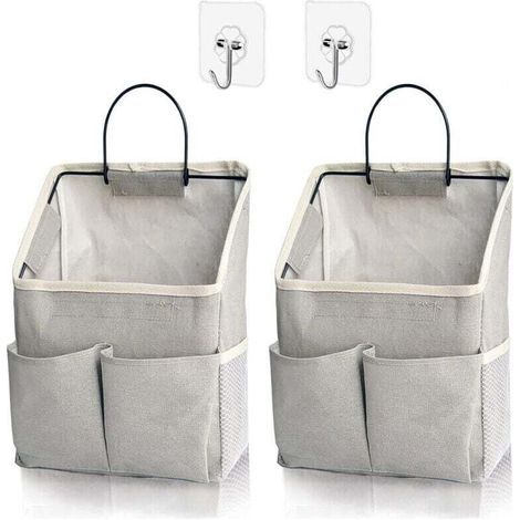 Confezione Da 2 Borse Portaoggetti Da Parete, Organizer Da Parete Con Bag, Cestino Portaoggetti Sospeso Per Dormitorio, Bagno, Camera Da Letto (grigio Migliorato)