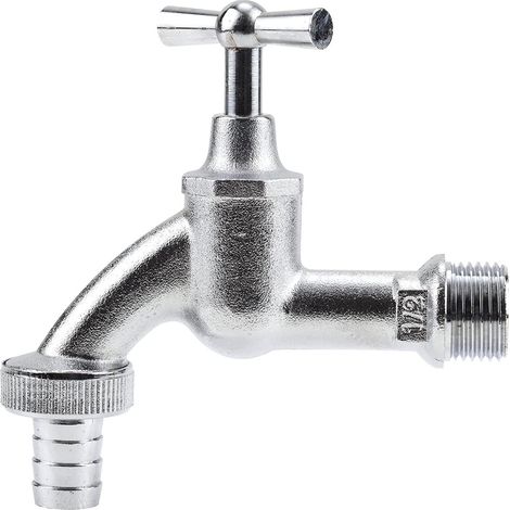 Robinet: Robinet Verchromt Mit Doppelter Verwendung (innen/außen), 21 Mm Breite (g 1/2"), Angepasst An 13 Mm (1/2") Düsen.