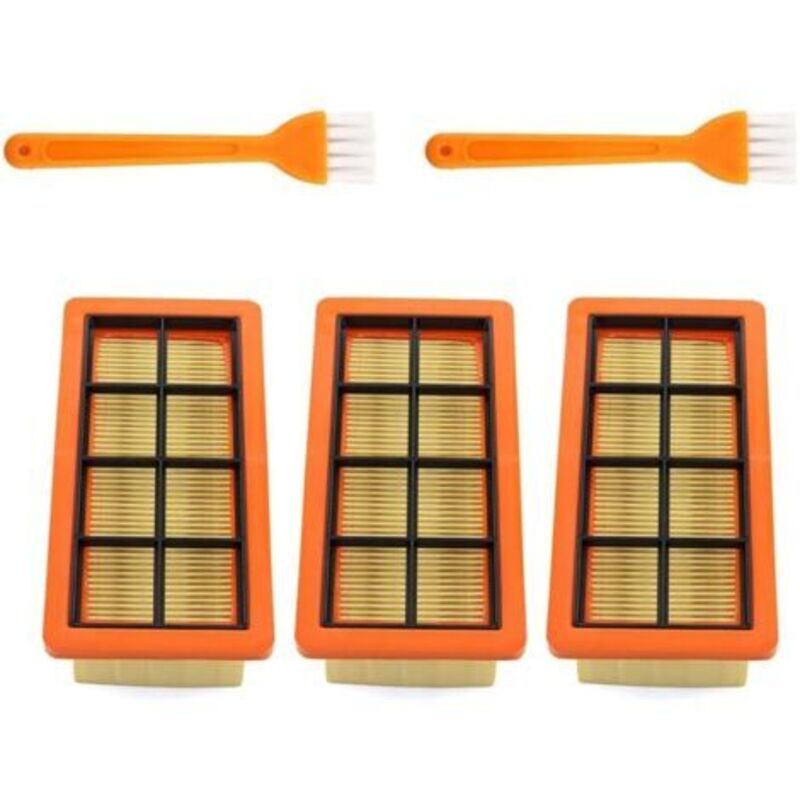 Lot Von 3 Plissee-filterplatten Mit 2 Bürsten Für Saugroboter Von Kärcher 6.415-953.0 Ad2 Ad3 Ad4 Premium Ad 3.000, Ad 3.200 Robot Aspirateur Party