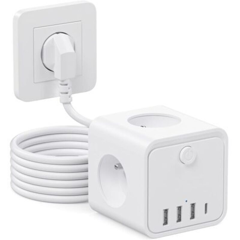 Pr 7 In 1 Mehrfach-usb-mehrfachanschluss, 3 Mehrfach-usb-anschluss Mit 1 Typ-c-anschluss Und 3 Usb-anschlüssen, 1,5-m-mehrfachanschlusskabel Mit Kabelunterbrecher