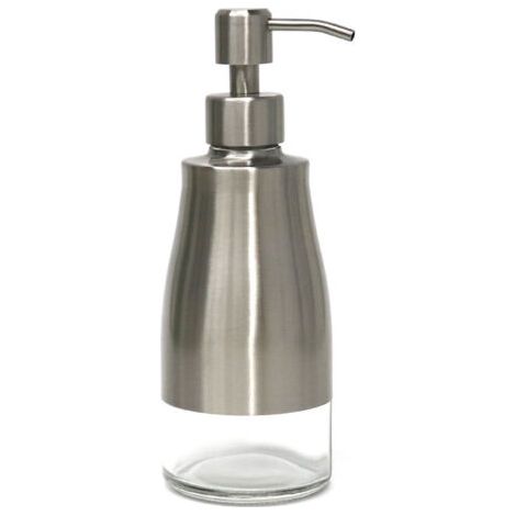 300 Ml Seifenspender Aus Schwarzem Glas Und Edelstahl, Duschseifenspender Mit Etiketten – Nachfüllbarer Lotionspender Für Küche, Badezimmer, Büro, Hotel