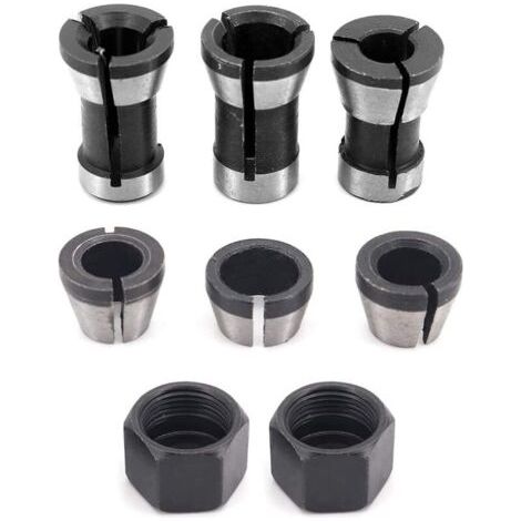 6 Stück Hochpräzise Stahl-spannzangenfutter Für Fräser – 6 Mm, 6,35 Mm, 8 Mm + 2 Muttern