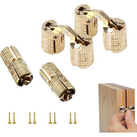 Set Mit 4 Unsichtbaren 8-mm-kupferscharnieren – Verstecktes 180°-rollenscharnier Für Schmuckkästchen/möbel – Hohe Widerstandsfähigkeit, 10 Kg, Rostfrei