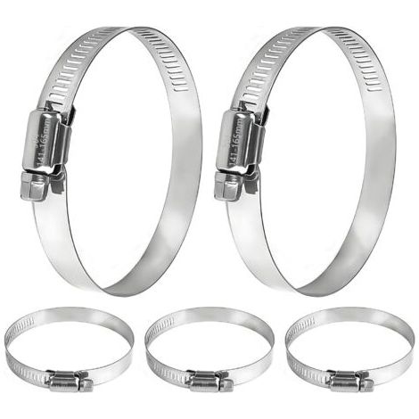 5er-pack Schlauchklemmen Aus Edelstahl 304, Verstellbar Von 141–165 Mm, Schlauchklemmen Für Schwimmbad, Teich Und Garten