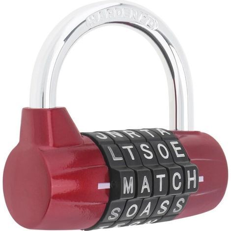 Code-vorhängeschloss, 5-buchstaben-kombinationsschloss, Spind-vorhängeschloss, 7-mm-bügel Für Schulspinde, Fitnessstudio, Türen, Koffer, Kabinen (1, Rot)