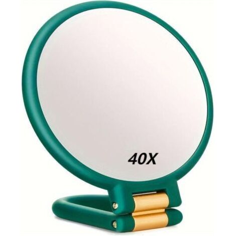 Miroir Grossissant X 40 Double Face Miroir Pliable Mit Poignée, Miroir De Maquillage À Main De Coiffeurs Miroir Pliant Für Verschiedene Details (vert)