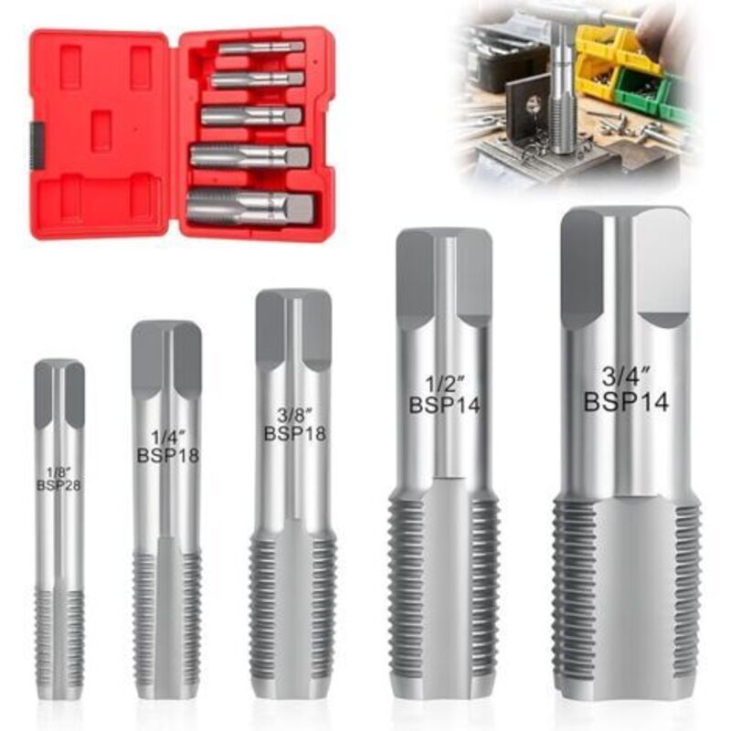 Set Mit 5 Bsp-röhren: 1/8", 1/4"", 3/8"", 1/2"", 3/4"" - Werkzeug Zur Reparatur Von Metallrohren Mit Sortimentskasten