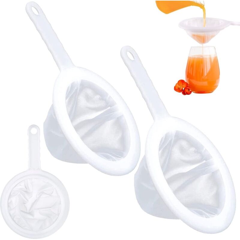 Feines Sieb – 2 Stück – Mit Griff – 200/400 Mesh – Küchensieb – Ultrafeines Trichtersieb – Haushaltssieb – Manuelles Sieb – Für Saft, Milch, Kaffee