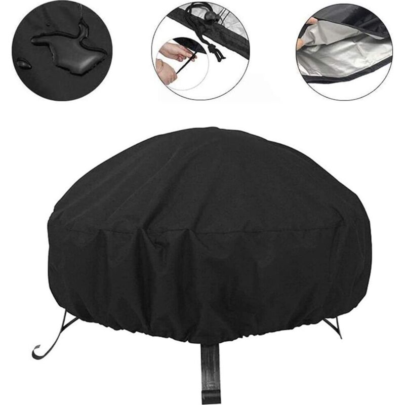 Mehrzweck-feuerschalen-abdeckungen, Schwarz, Rund, Feuerball-abdeckung, Wasserdicht, Staubdicht, Outdoor, Garten, Terrasse, Schutzhülle Mit Kordelzug Für P